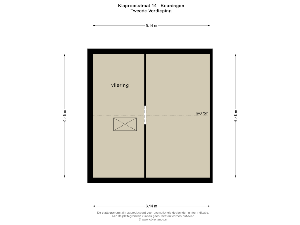 View floorplan of TWEEDE VERDIEPING of Klaproosstraat 14