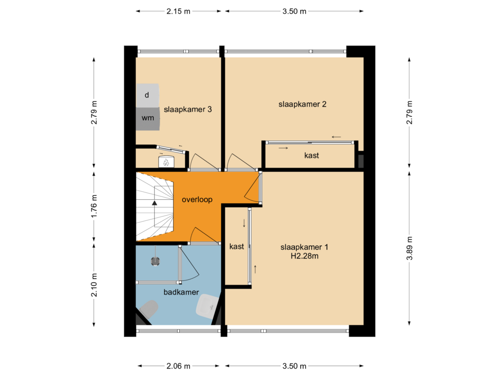 Bekijk plattegrond van Eerste verdieping van Rozenstraat 28