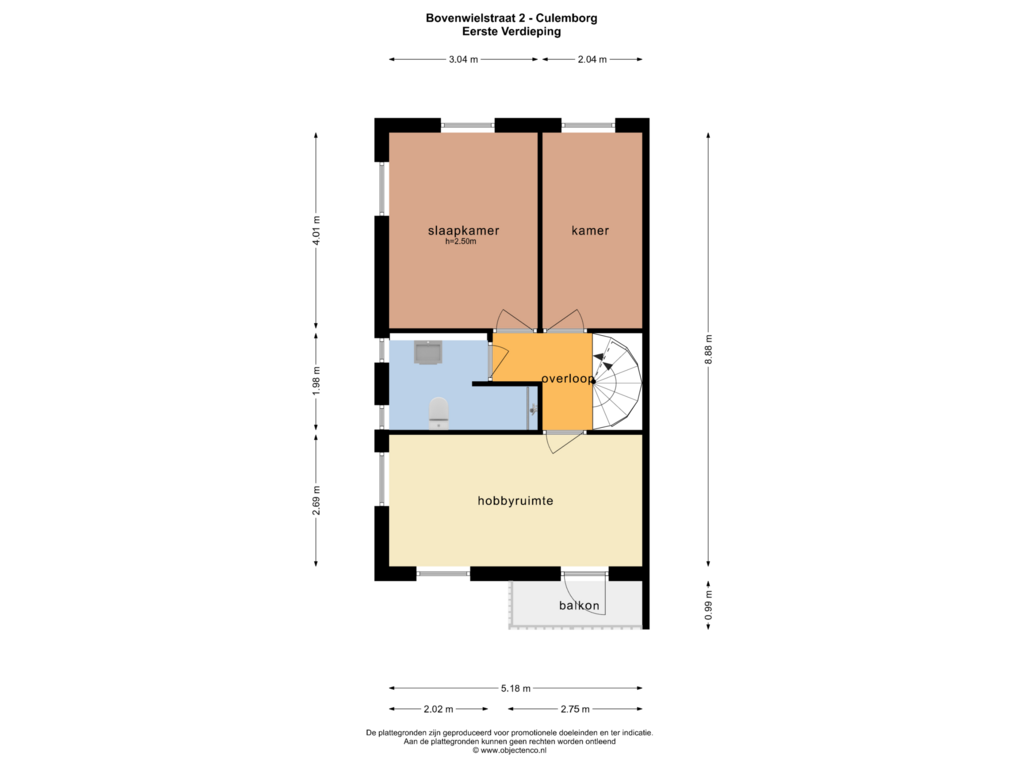 Bekijk plattegrond van Eerste Verdieping van Bovenwielstraat 2