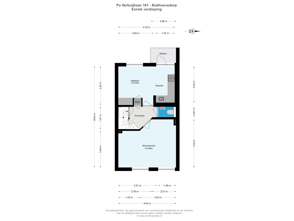 View floorplan of Eerste verdieping of Pa Verkuijllaan 161