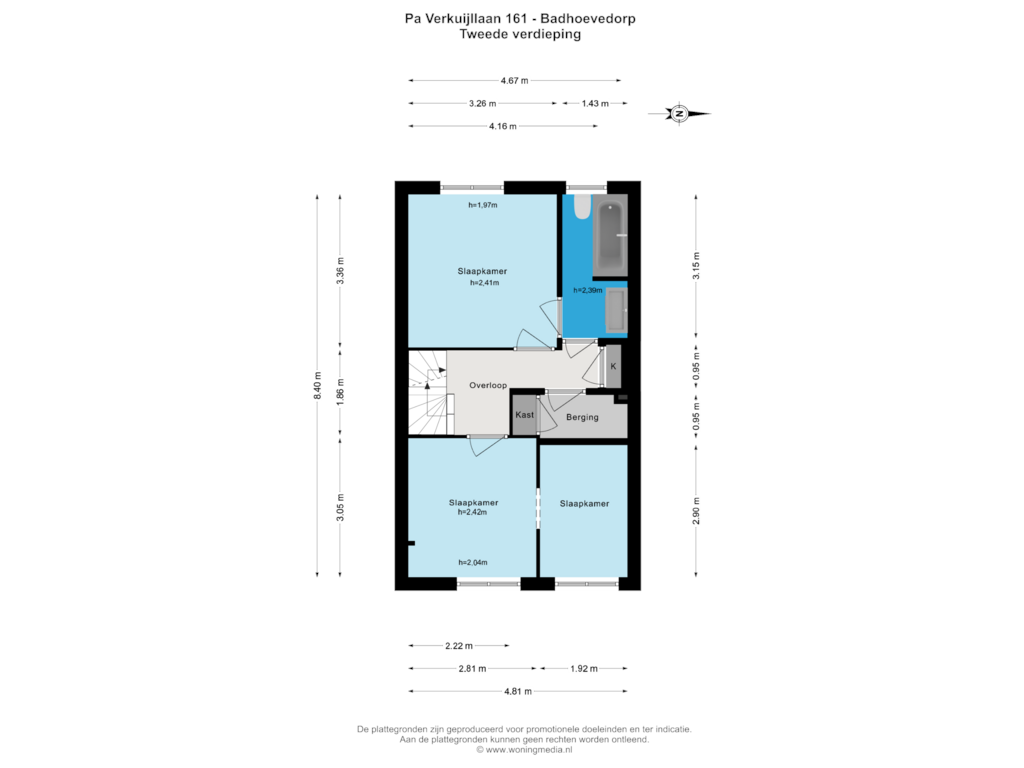 View floorplan of Tweede verdieping of Pa Verkuijllaan 161