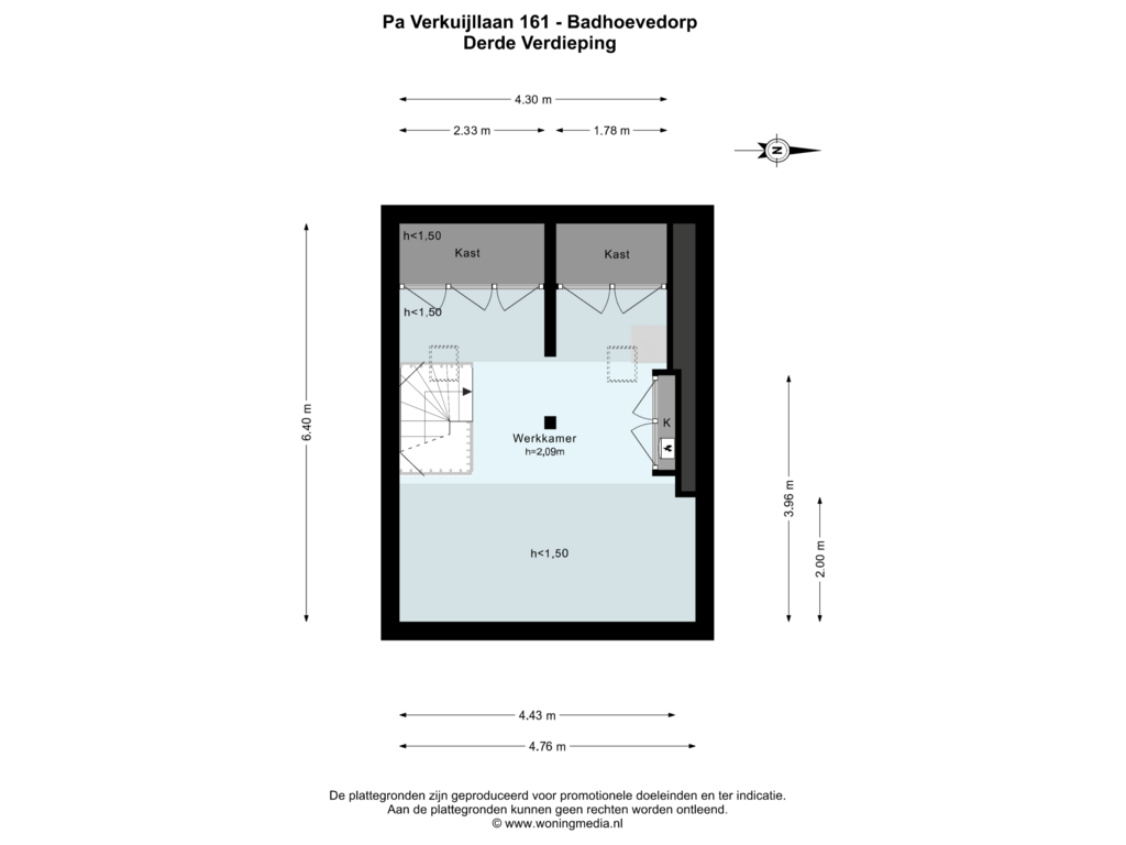 View floorplan of Derde Verdieping of Pa Verkuijllaan 161