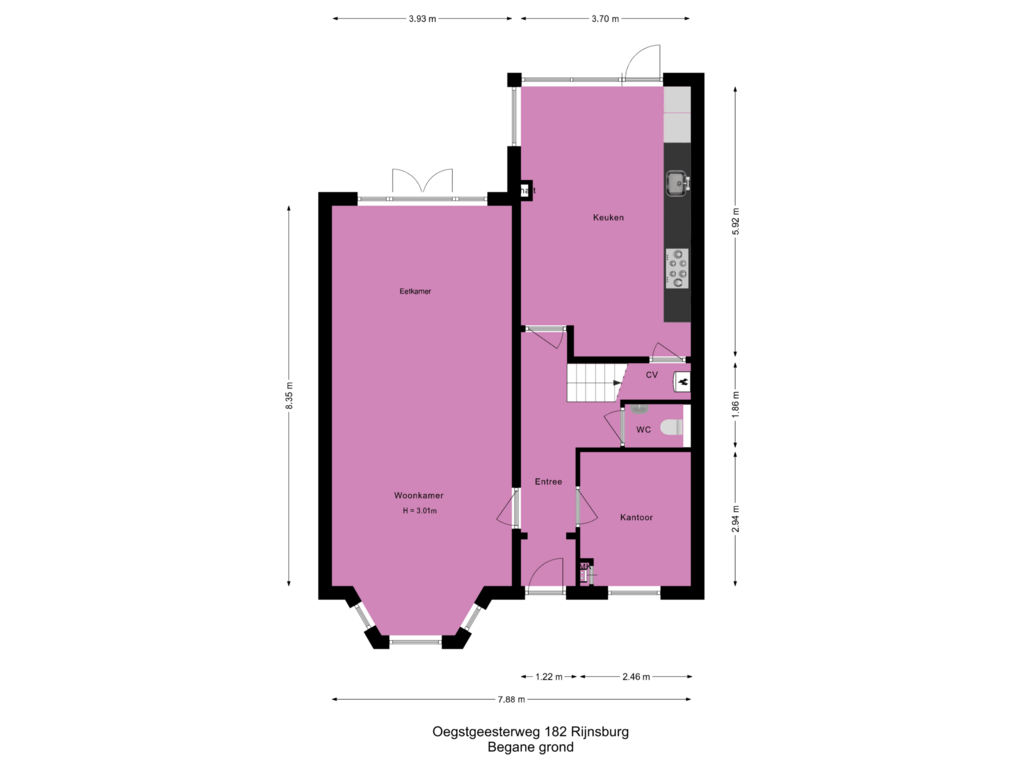 View floorplan of Begane grond of Oegstgeesterweg 182