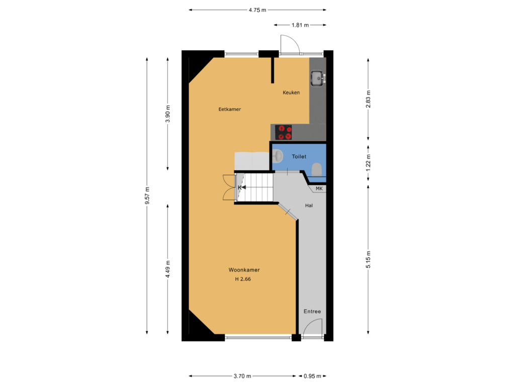 Bekijk plattegrond van Begane grond van Smidslaan 37