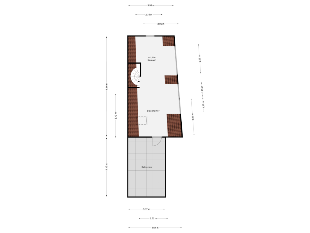 View floorplan of 1e Verdieping (Links) of Overschiese Dorpsstraat 105