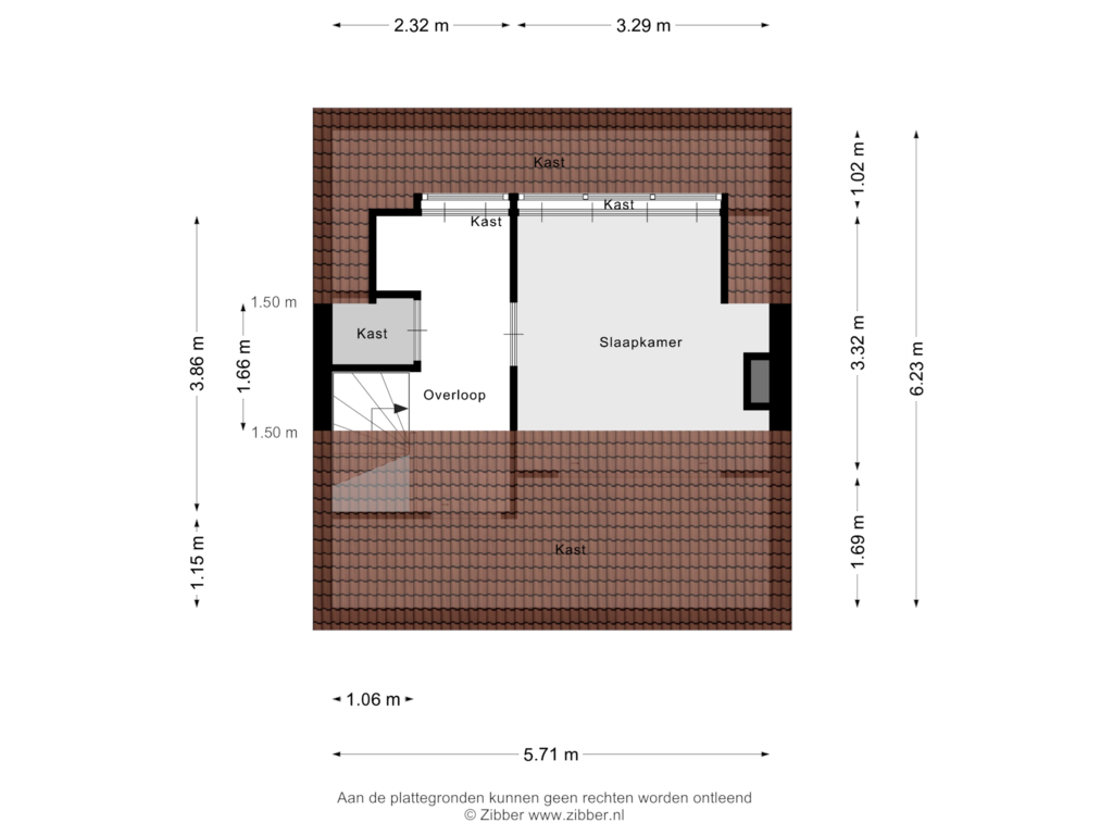 View floorplan of Tweede verieping of Cyclamenstraat 53