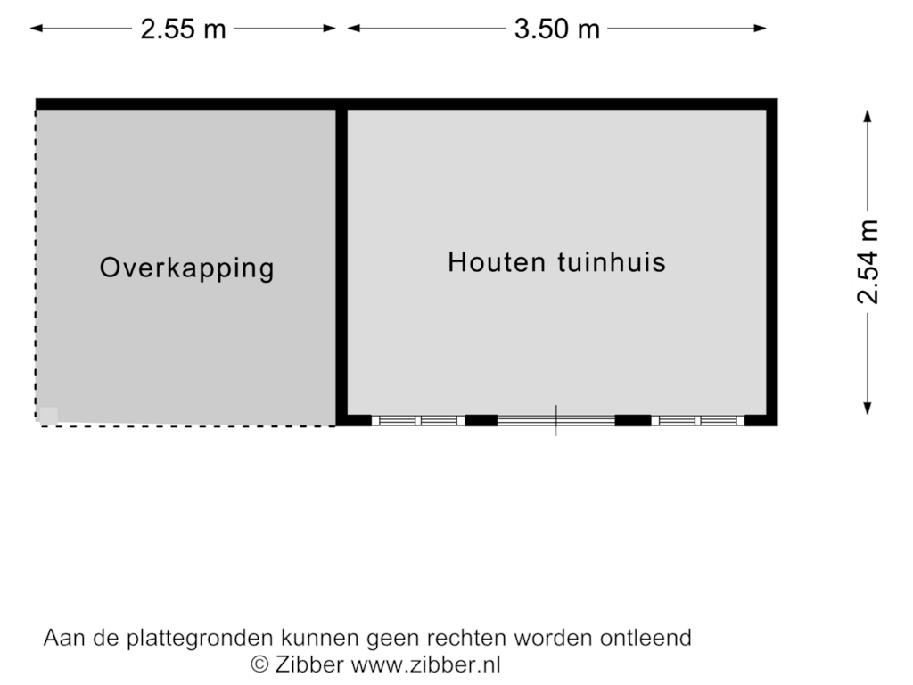 Bekijk plattegrond van Houten tuinhuis met overkapping van Mgr Frenckenstraat 1