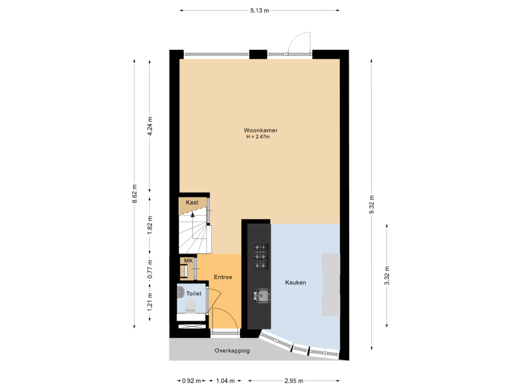 Bekijk plattegrond van Begane grond van Staringlaan 61