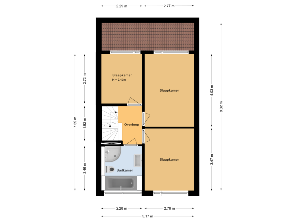 Bekijk plattegrond van Eerste verdieping van Staringlaan 61