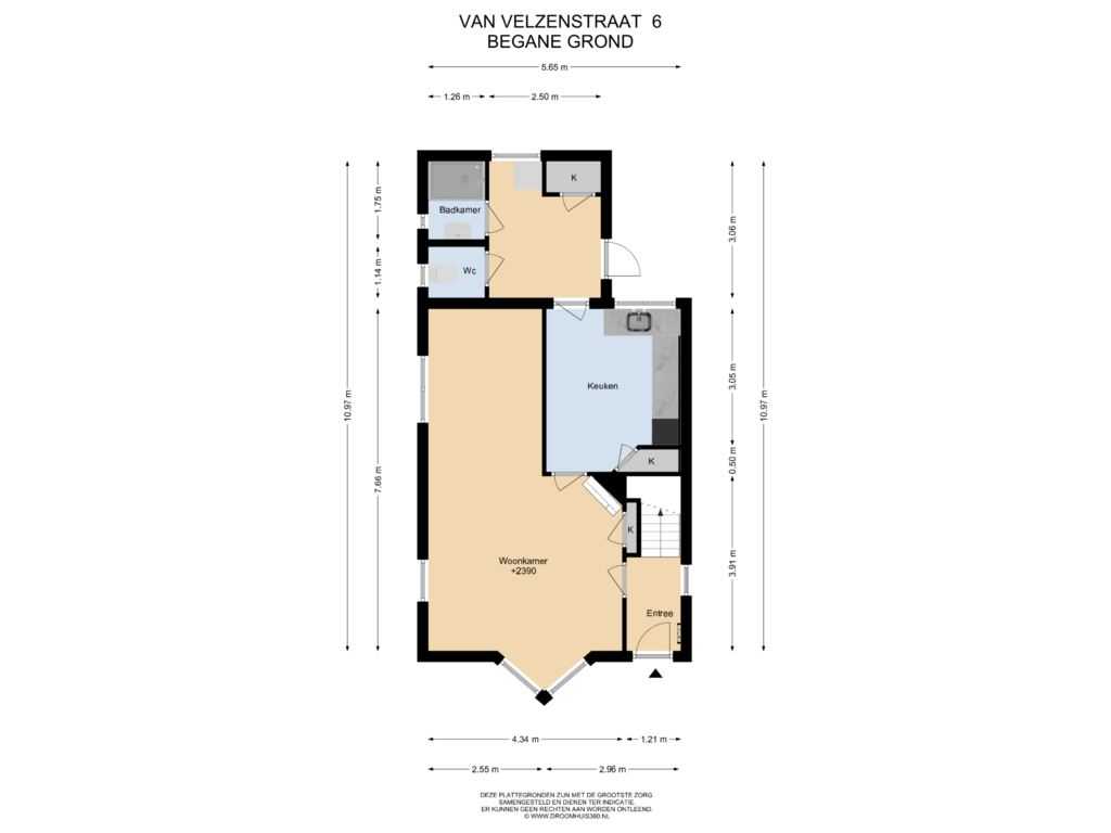 Bekijk plattegrond van Begane grond van van Velzenstraat 6