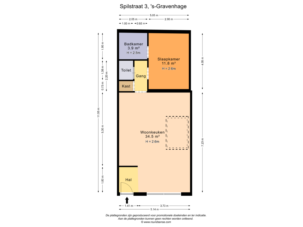 View floorplan of Woonlaag 0 of Spilstraat 3