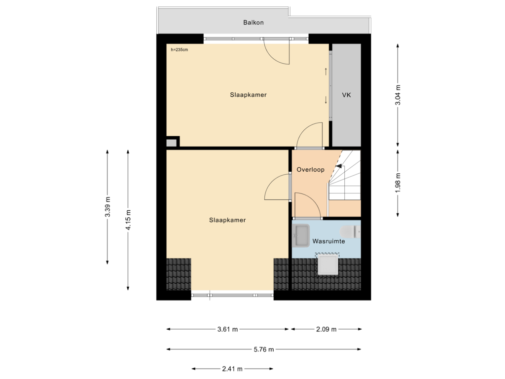 View floorplan of 2e Verdieping of A. van der Tangstraat 13