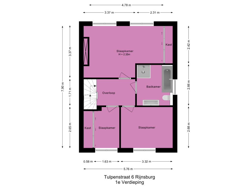 Bekijk plattegrond van 1e Verdieping van Tulpenstraat 6