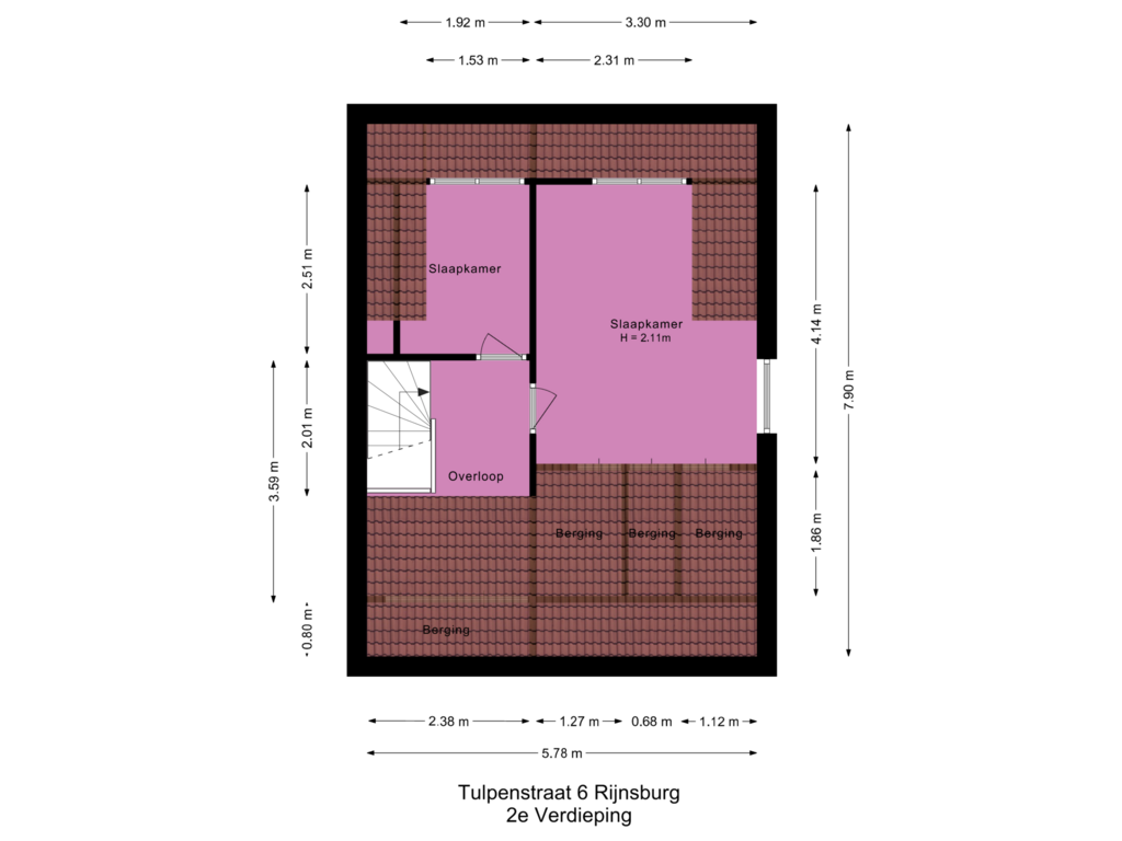 Bekijk plattegrond van 2e Verdieping van Tulpenstraat 6