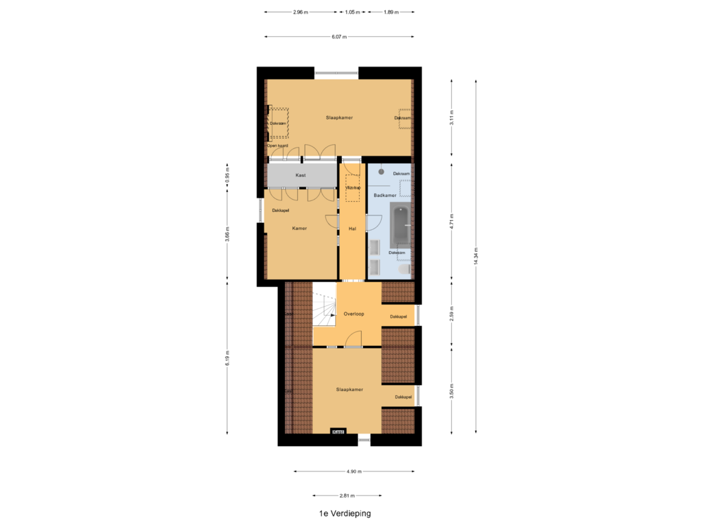 Bekijk plattegrond van 1e Verdieping van Bogerdweg 6