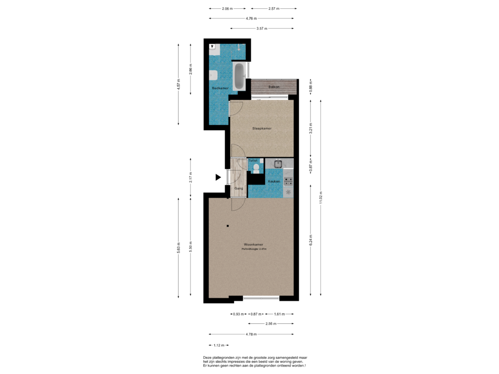 View floorplan of Appartement of Koningin Wilhelminalaan 543-A