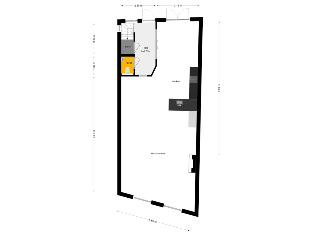 Bekijk plattegrond van 1e Verdieping van Wijngaardstraat 31