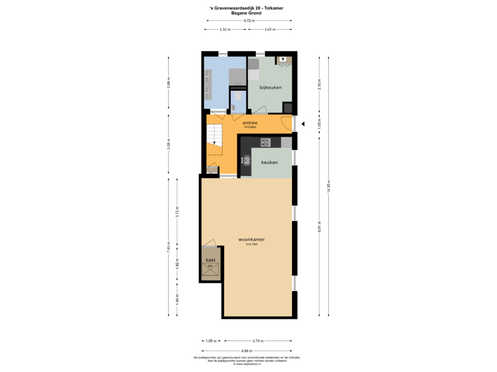 Bekijk plattegrond van BEGANE GROND van 's-Gravenwaardsedijk 20