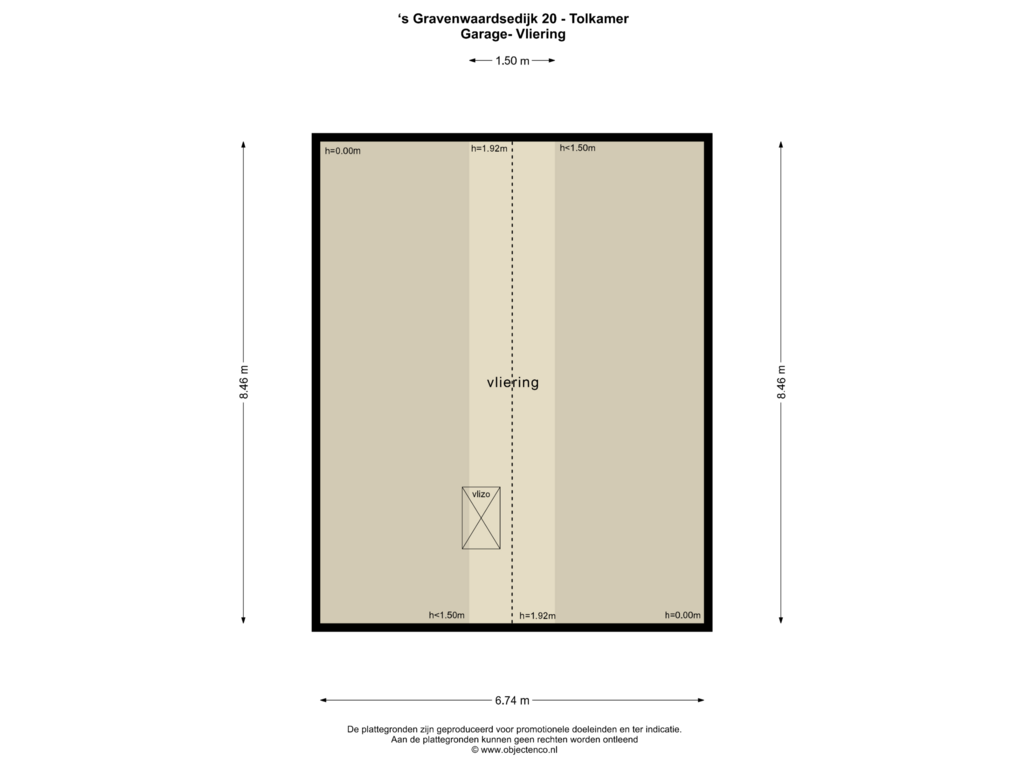 Bekijk plattegrond van GARAGE - VLIERING van 's-Gravenwaardsedijk 20