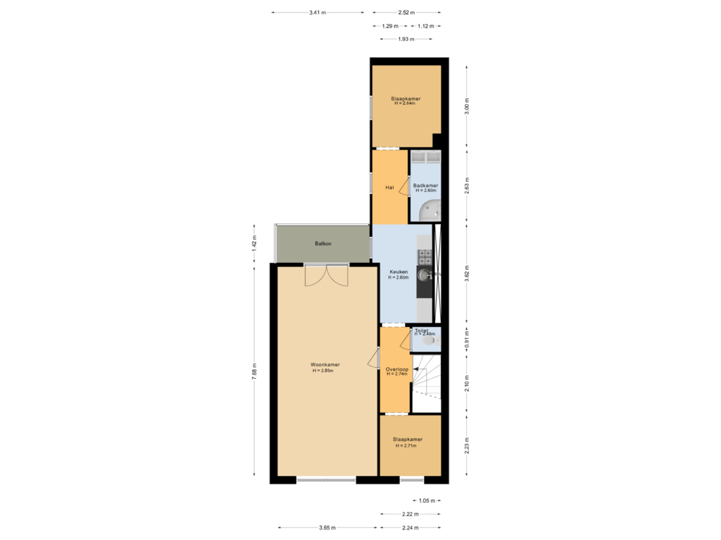 View floorplan of Eerste verdieping of Oosterstraat 58-A