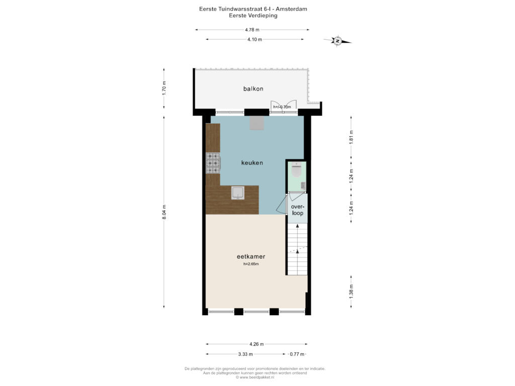 Bekijk plattegrond van EERSTE VERDIEPING van Eerste Tuindwarsstraat 6-1