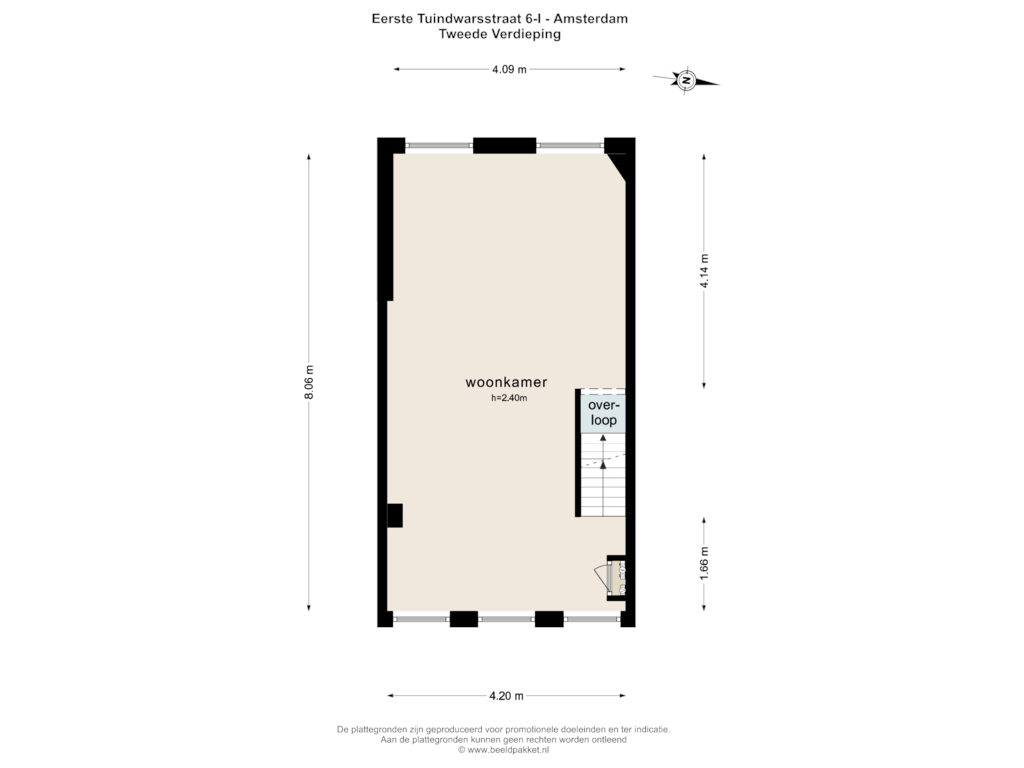 Bekijk plattegrond van TWEEDE VERDIEPING van Eerste Tuindwarsstraat 6-1