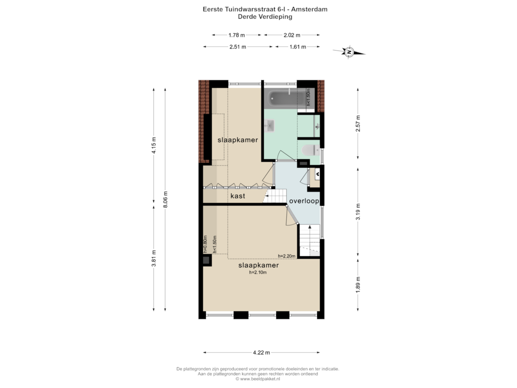 Bekijk plattegrond van DERDE VERDIEPING van Eerste Tuindwarsstraat 6-1