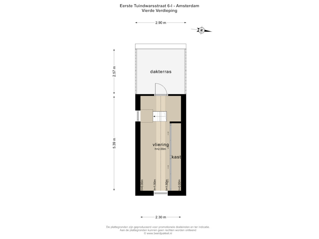 Bekijk plattegrond van VIERDE VERDIEPING van Eerste Tuindwarsstraat 6-1