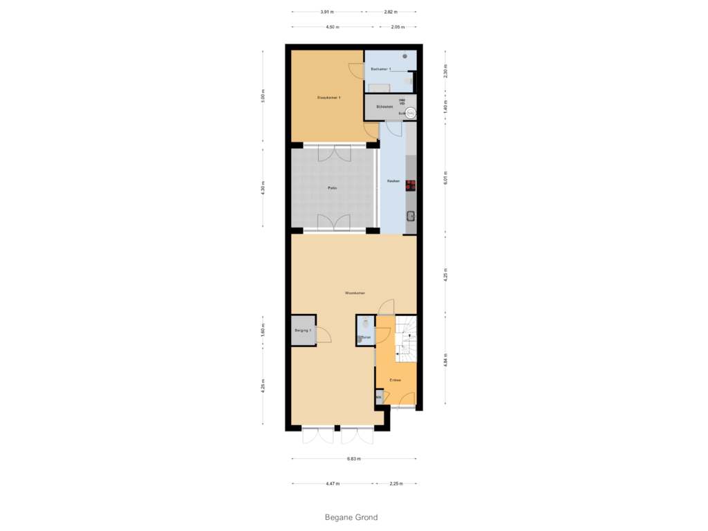 Bekijk plattegrond van Begane Grond van De Eenhoorn 18