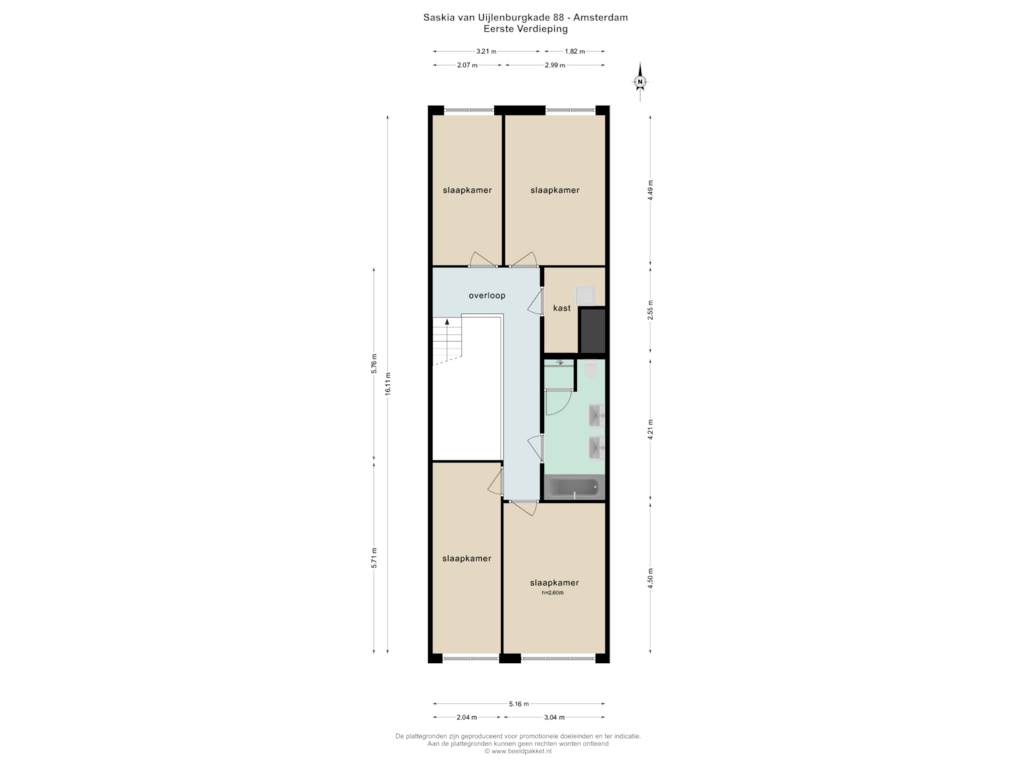 Bekijk plattegrond van EERSTE VERDIEPING van Saskia van Uijlenburgkade 88