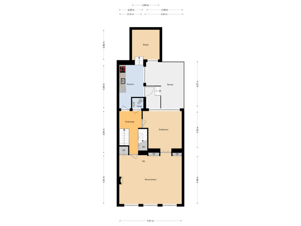 View floorplan of 1e Verdieping of Achter het Stadhuis 15