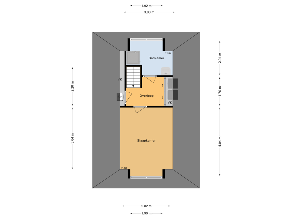 View floorplan of 2e Verdieping of Achter het Stadhuis 15