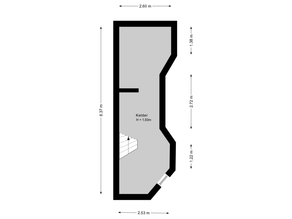 Bekijk plattegrond van Kelder van Haagweg 189-A