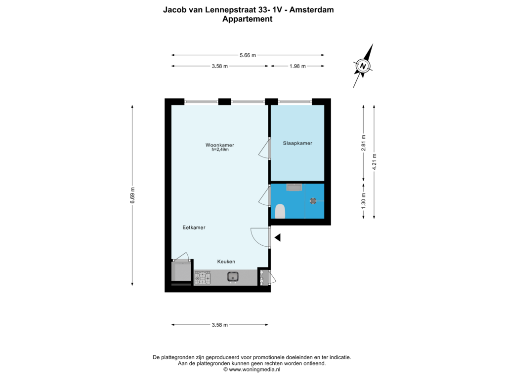 Bekijk plattegrond van Appartement van Jacob van Lennepstraat 33-1V