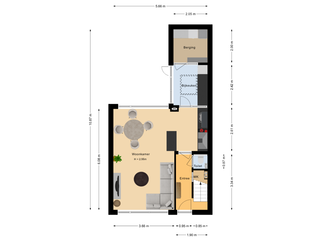 Bekijk plattegrond van Begane grond van Steenvlietstraat 27