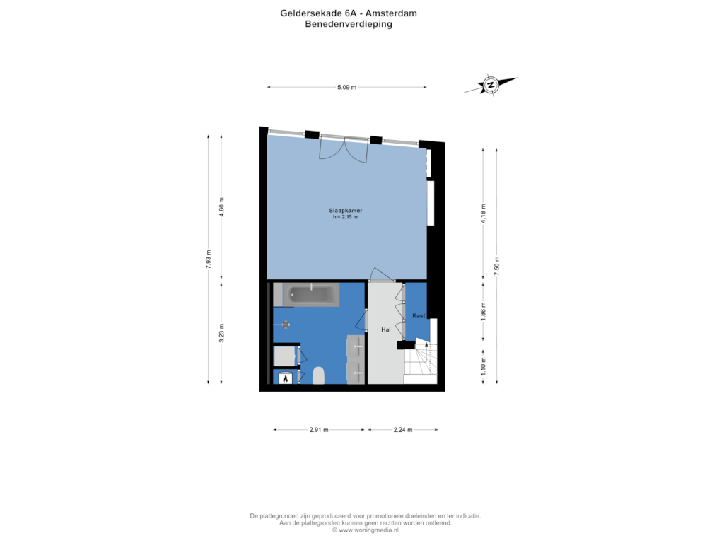 View floorplan of Benedenverdieping of Geldersekade 6-A