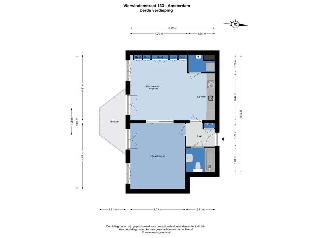 View floorplan of Derde verdieping of Vierwindenstraat 133