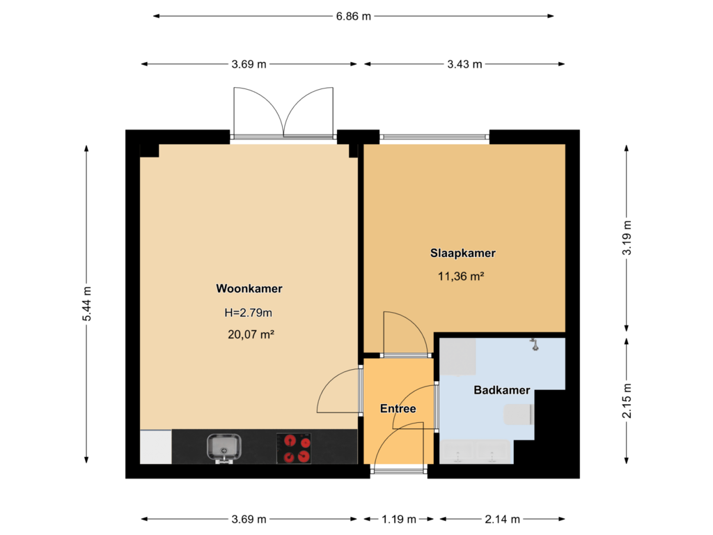 Bekijk plattegrond van Begane grond van Rietgors 1-8