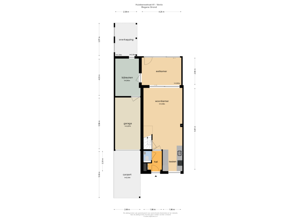 View floorplan of BEGANE GROND of Huiskensstraat 41