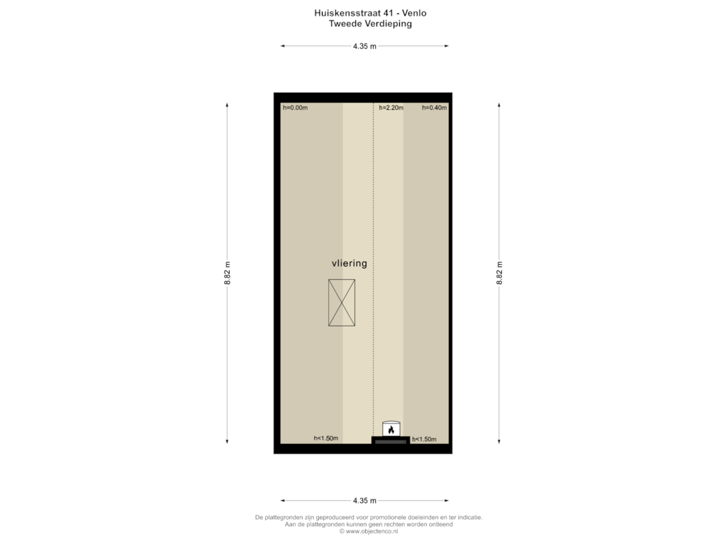 View floorplan of TWEEDE VERDIEPING of Huiskensstraat 41