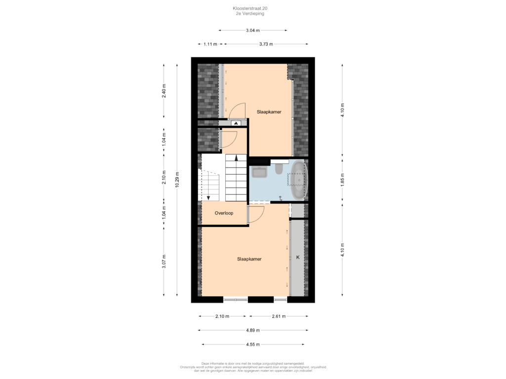 View floorplan of 2e Verdieping of Kloosterstraat 20