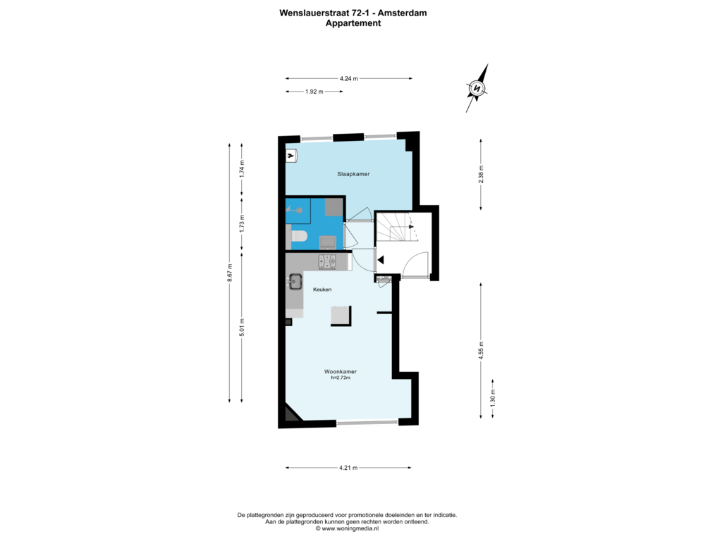 Bekijk plattegrond van Appartement van Wenslauerstraat 72-1