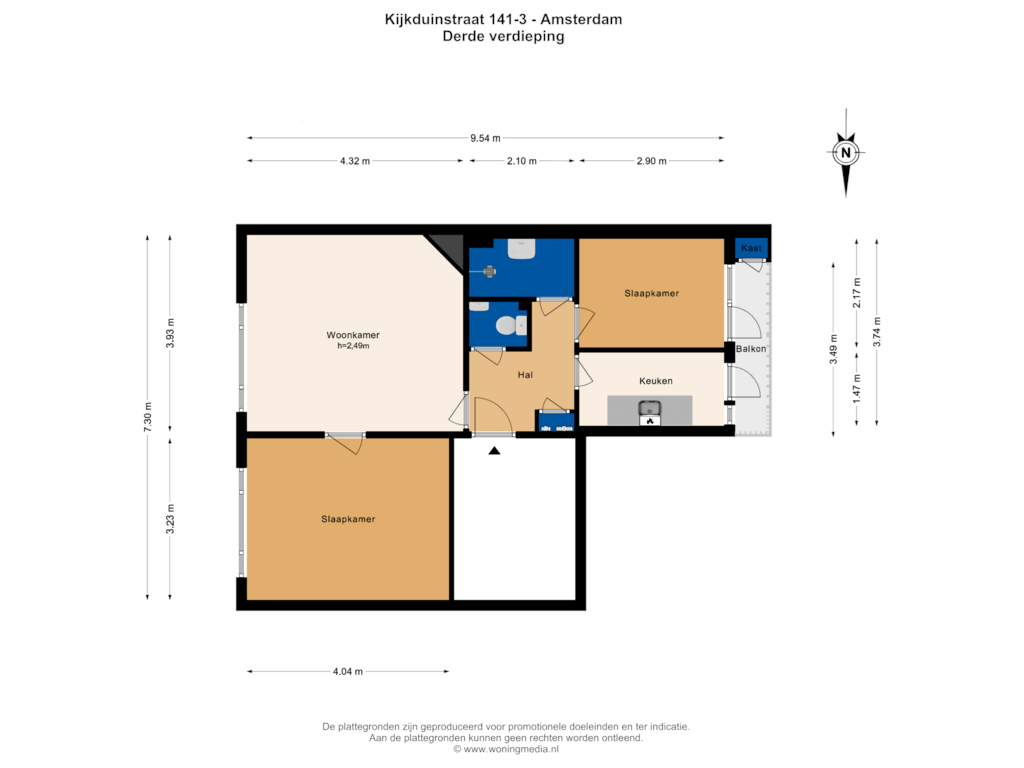 Bekijk plattegrond van 3e verd van Kijkduinstraat 141-3