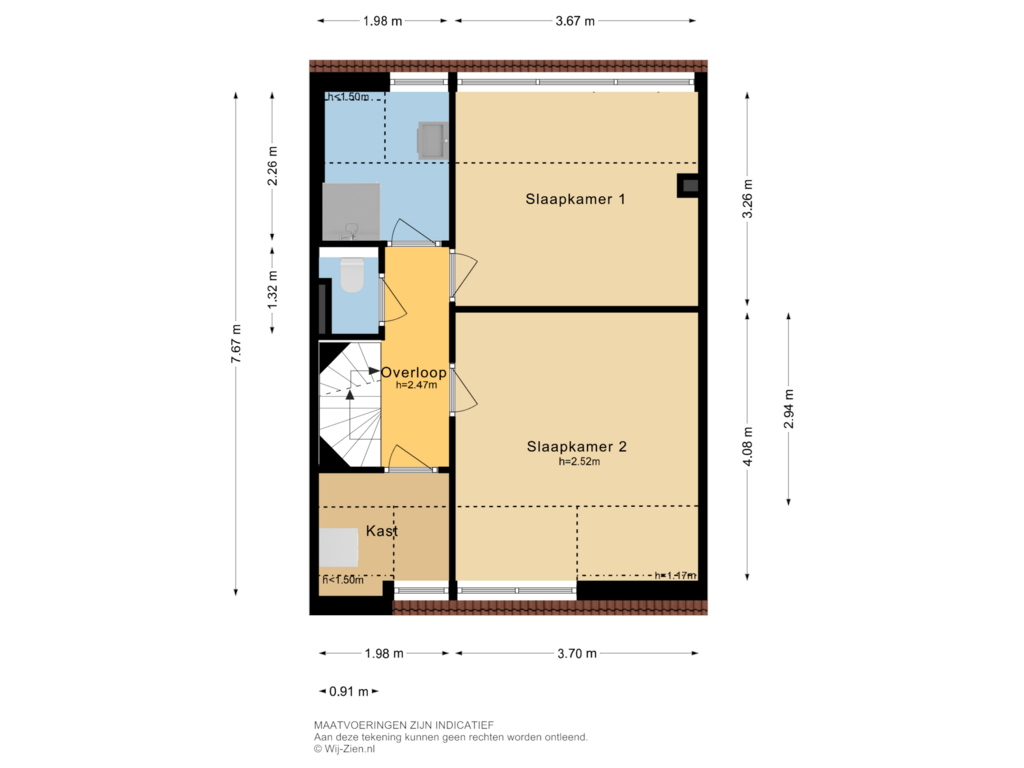 Bekijk plattegrond van TWEEDE VERDIEPING van Lisbloemstraat 74-B