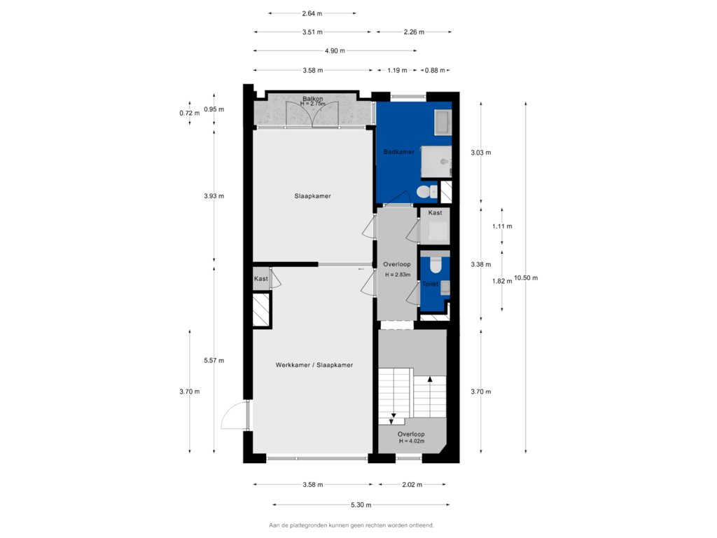 View floorplan of 1e verdieping of Willem van Hillegaersbergstraat 14-C