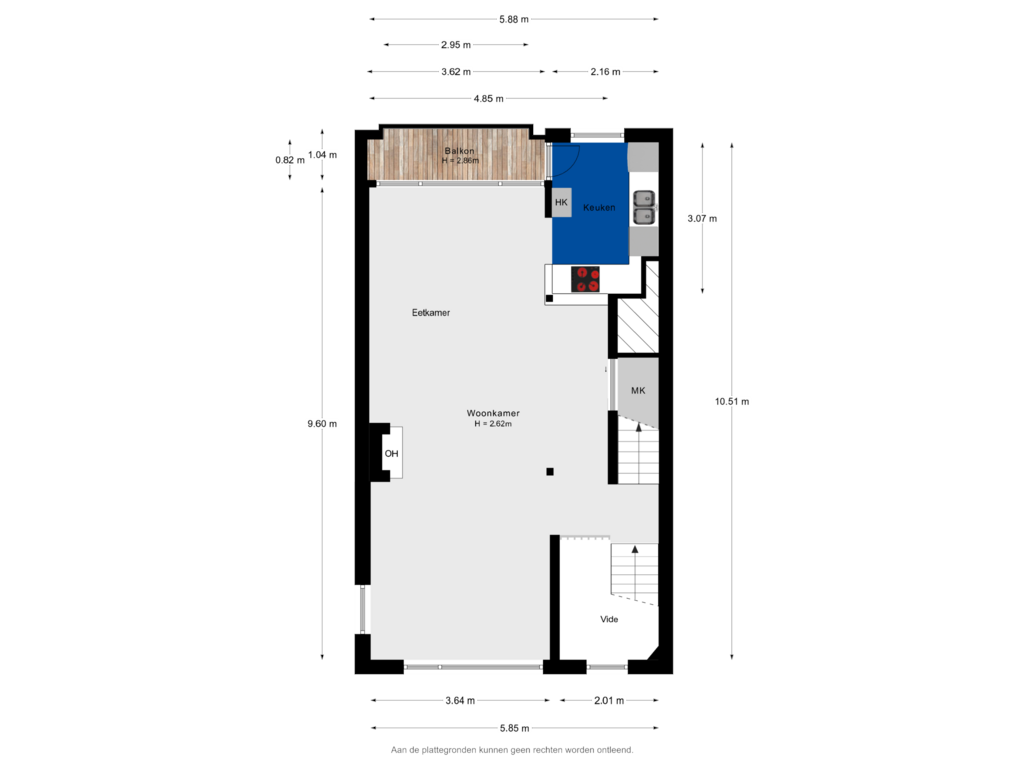 View floorplan of 2e verdieping of Willem van Hillegaersbergstraat 14-C