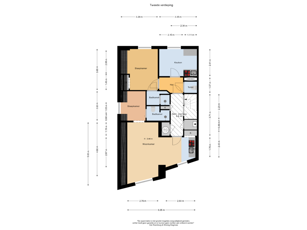 Bekijk plattegrond van Tweede verdieping van Spaarne 98