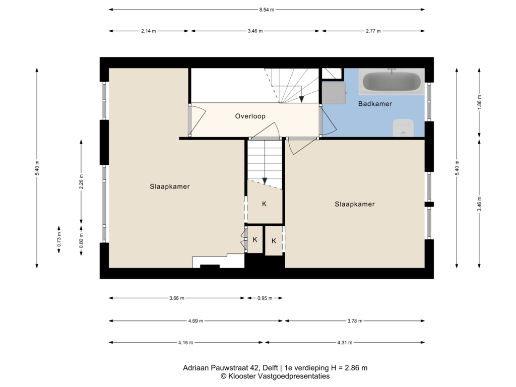 Bekijk plattegrond van 1e verdieping van Adriaan Pauwstraat 42