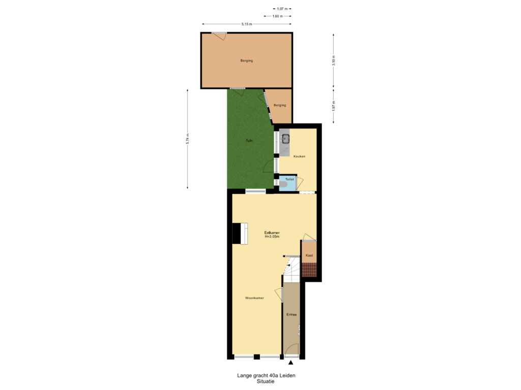 View floorplan of Situatie of Langegracht 40-A