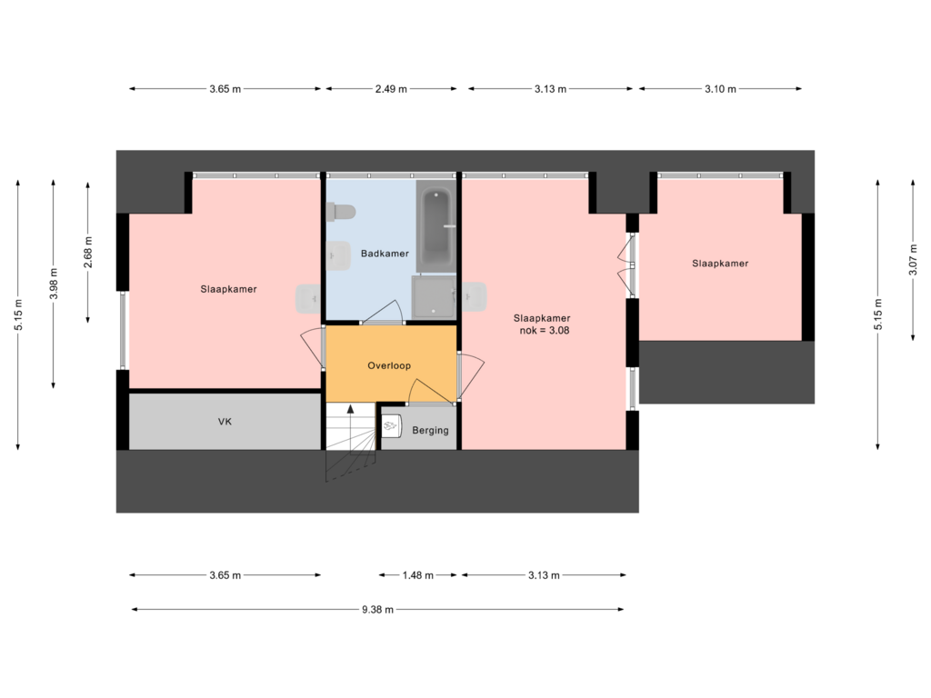 Bekijk plattegrond van eerste etage van Kastanjelaan 34